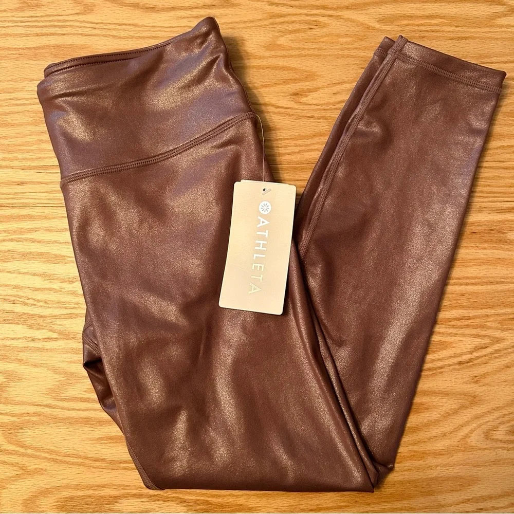 NWT Athleta Elation Shimmer High Rise Metallic Leggings Small Petite - Picture 2 of 9